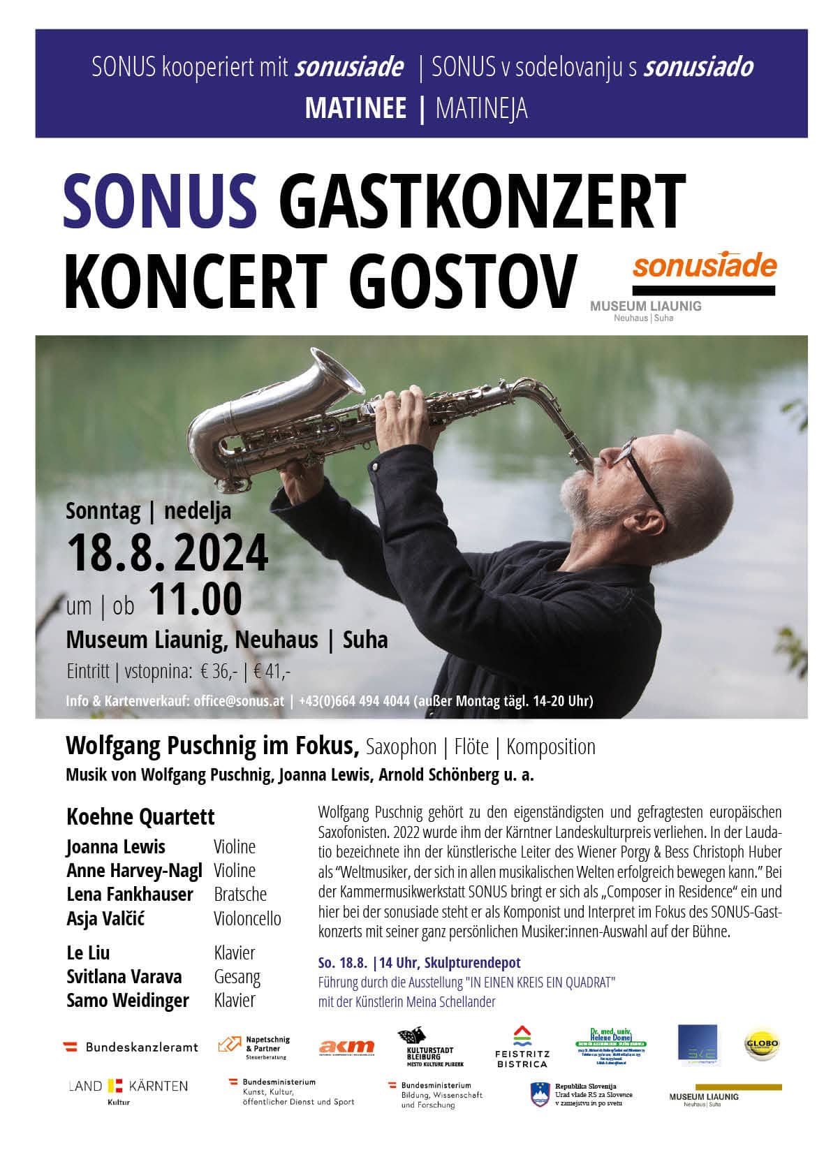 Suha: Sonusiade matineja »Koehne Quartett & Wolfgang Puschnig«